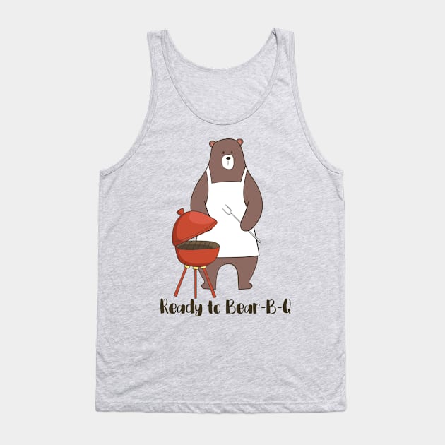 Ready to Bear-B-Q, Funny BBQ Bear Tank Top by Dreamy Panda Designs